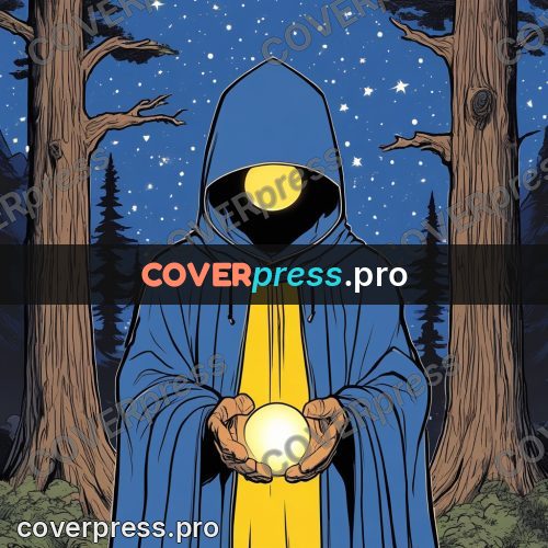 80s anime drawing: cloaked figure with a glowing orb