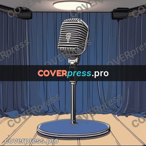 80s anime drawing: microphone on a stand