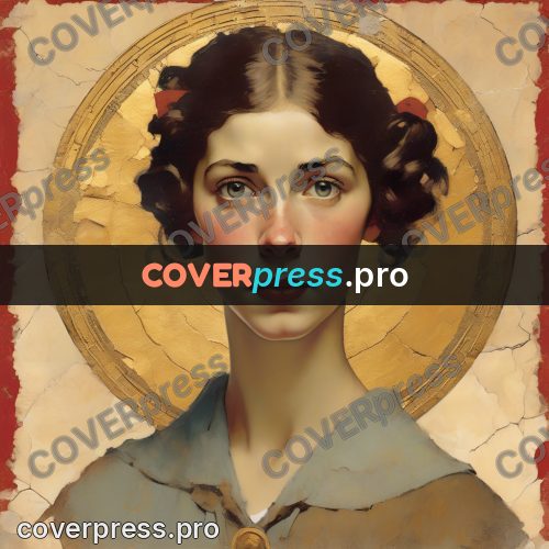 Vintage illustration: woman's portrait in a gold circle