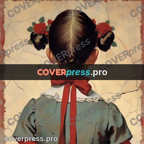 Vintage illustration: figure from behind with red bows