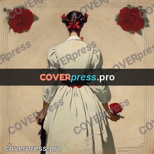 Vintage illustration: figure from behind with red bows
