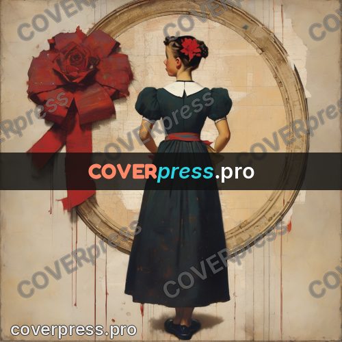 Vintage illustration: figure from behind with red bows
