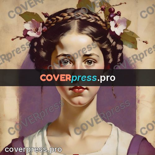 Vintage illustration: portrait with berries in the hair