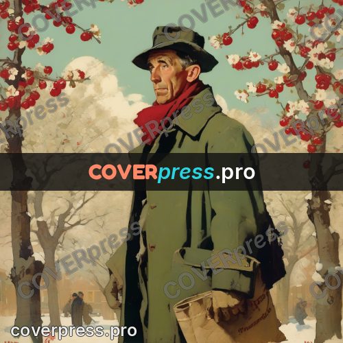 Vintage illustration: man in a hat among branches