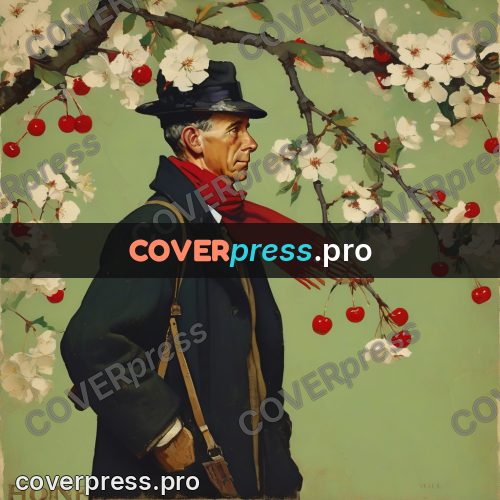Vintage illustration: man in a hat among branches