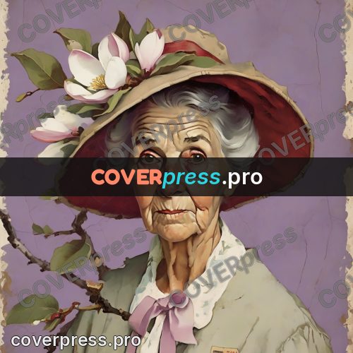 Vintage illustration: old woman in a flowered hat