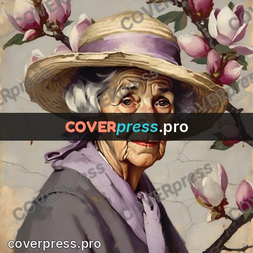 Vintage illustration: old woman in a flowered hat