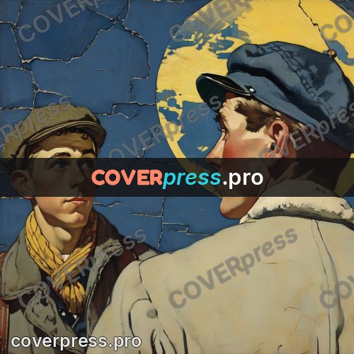 Vintage illustration: young man by a yellow circle