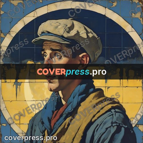 Vintage illustration: young man by a yellow circle