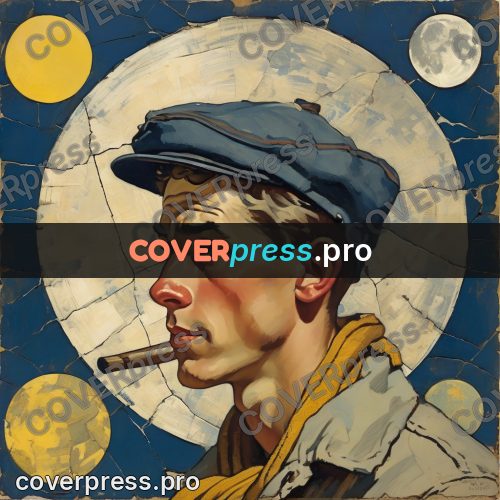 Vintage illustration: young man by a yellow circle