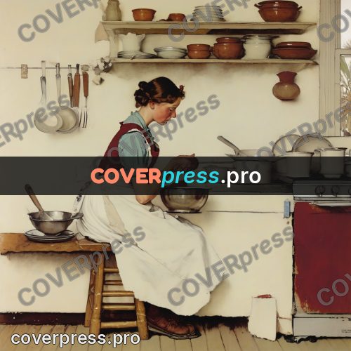 Vintage illustration: woman in an apron cooking
