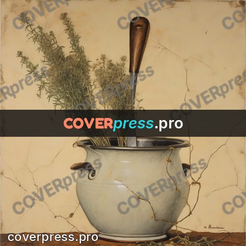 Vintage illustration: ladle and dried herbs