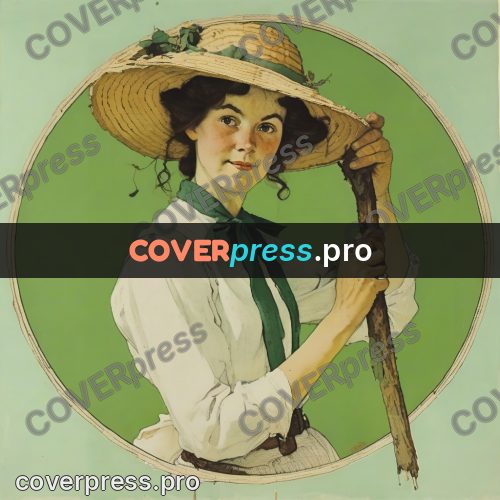 Vintage illustration: woman in a straw hat