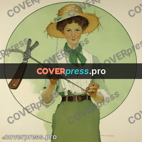 Vintage illustration: woman in a straw hat