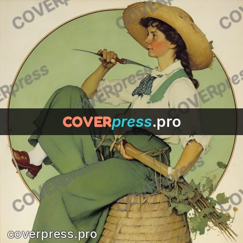 Vintage illustration: woman in a straw hat