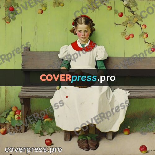 Vintage illustration: bench with a basket of apples