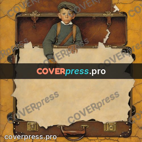 Vintage illustration: boy with a travelling case