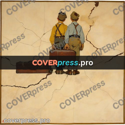 Vintage illustration: boy with a travelling case