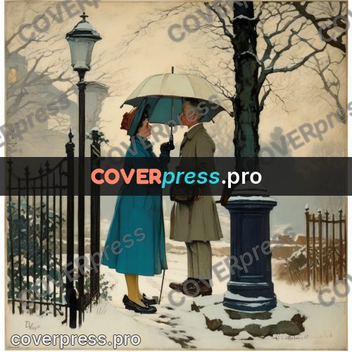 Vintage illustration: woman with an umbrella outdoors