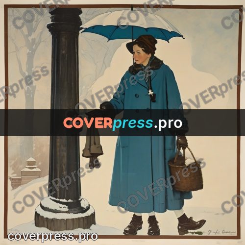 Vintage illustration: woman with an umbrella outdoors