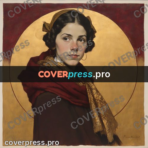 Vintage illustration: woman in a red headscarf