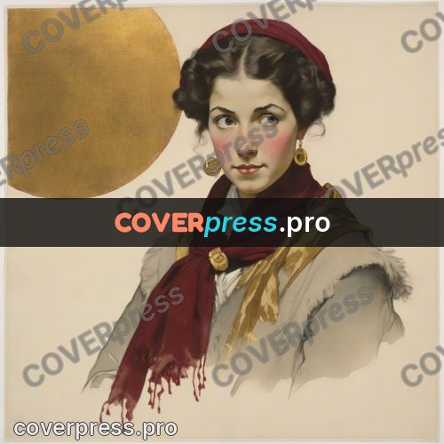 Vintage illustration: woman in a red headscarf