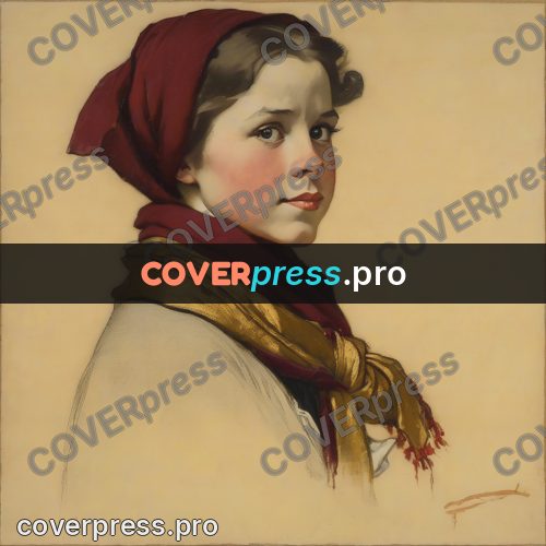Vintage illustration: woman in a red headscarf