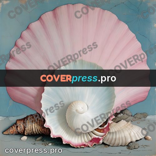 Vintage illustration: sea shells on stone