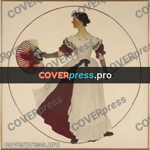 Vintage illustration: woman with an open fan