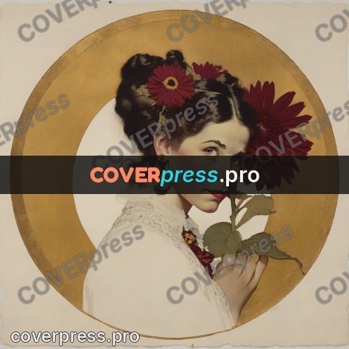 Vintage illustration: woman with red flowers