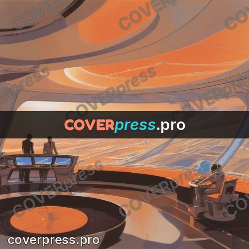 Retro futuristic painting: observation hall above a plain