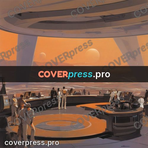 Retro futuristic painting: deck looking onto a planet