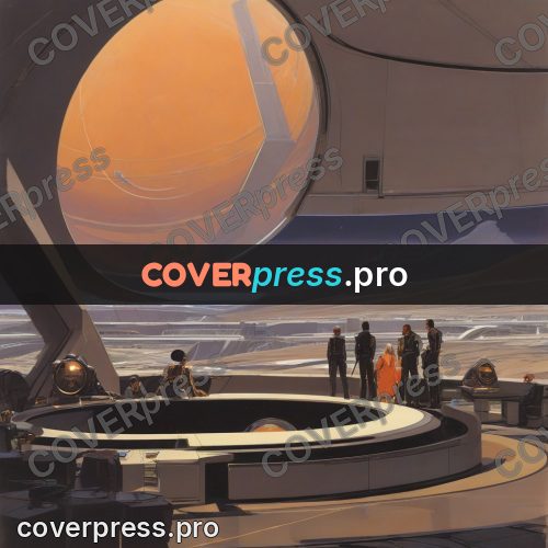 Retro futuristic painting: deck looking onto a planet