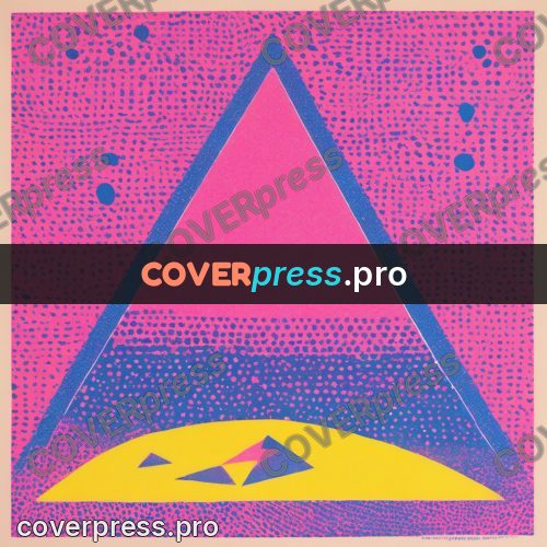 Risograph illustration: triangles on a bright ground