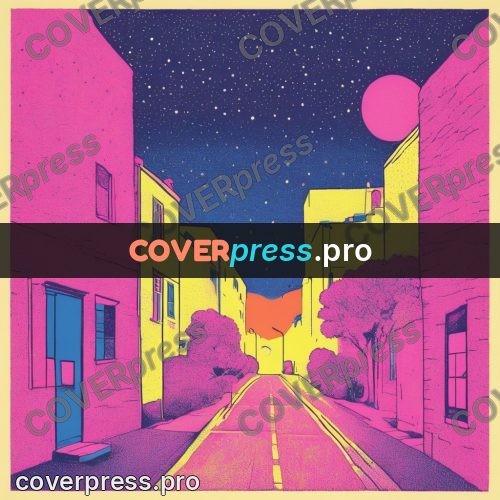 Risograph illustration: street running into the distance