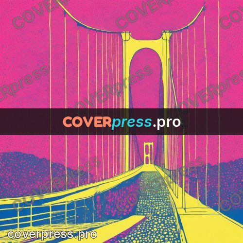 Risograph illustration: bridge above the water