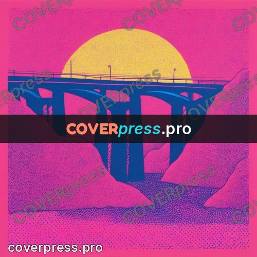 Risograph illustration: bridge above the water