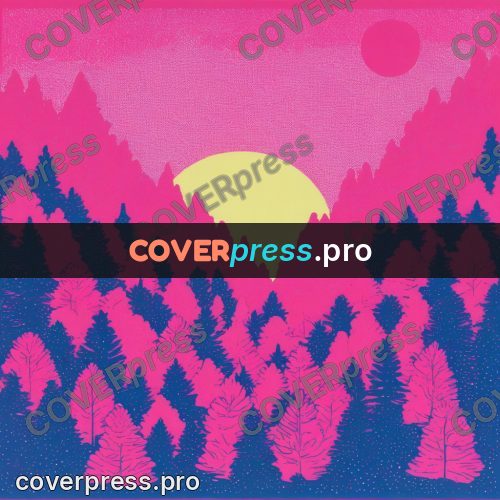 Risograph illustration: conifer forest on the slopes