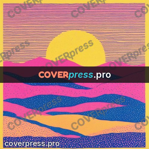 Risograph illustration: sun above rolling hills