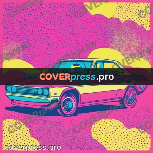Risograph illustration: old car on a bright ground