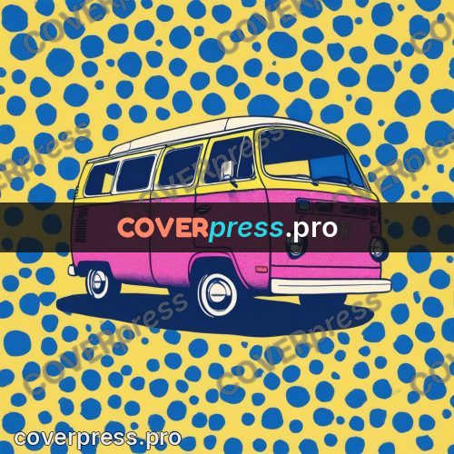 Risograph illustration: camper van with a high roof