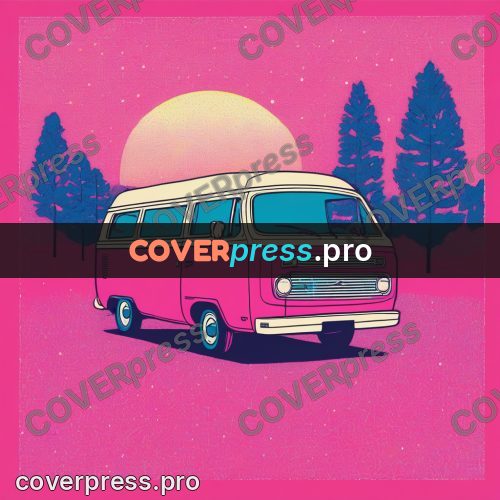 Risograph illustration: camper van with a high roof