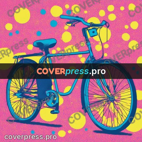 Risograph illustration: bicycle on a coloured ground