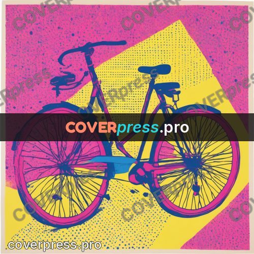 Risograph illustration: bicycle on a coloured ground
