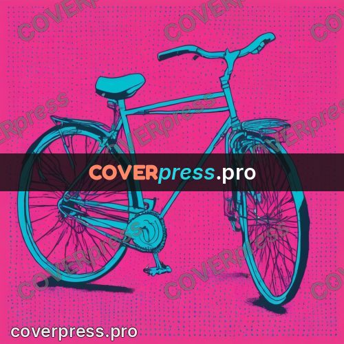 Risograph illustration: bicycle on a coloured ground