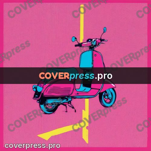 Risograph illustration: scooter on a bright ground