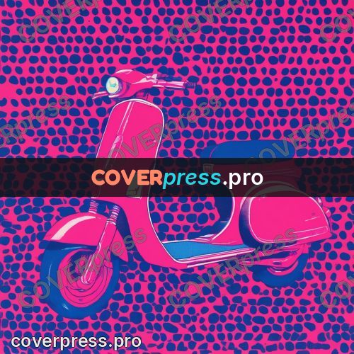Risograph illustration: scooter on a bright ground