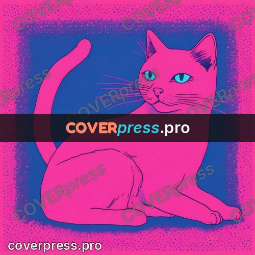 Risograph illustration: cat on a bright ground
