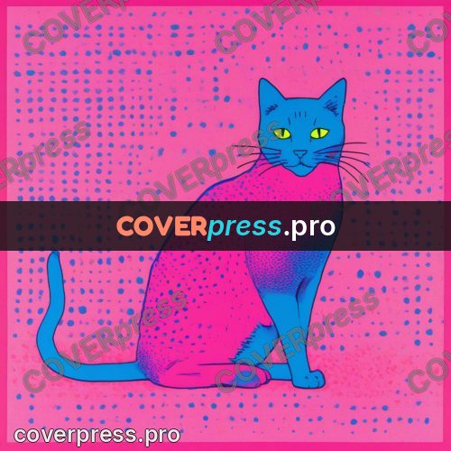 Risograph illustration: cat on a bright ground
