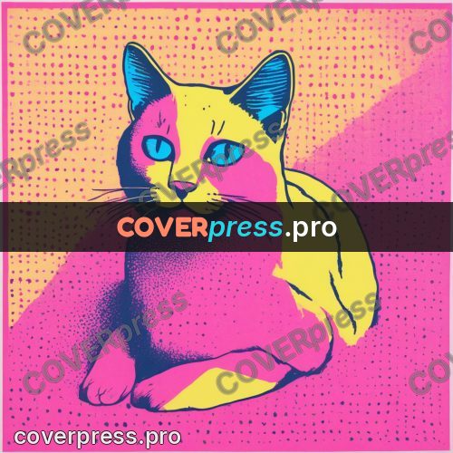 Risograph illustration: cat on a bright ground